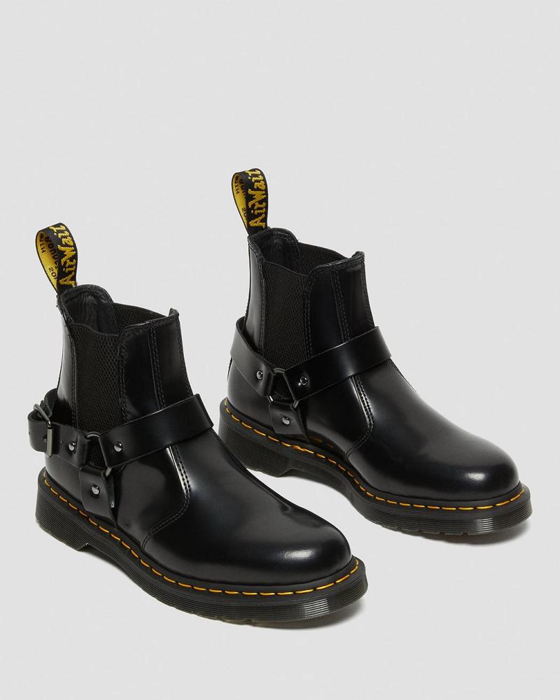 Black Women's Dr Martens Wincox Smooth Leather Buckle Ankle Boots | CA 73KOR